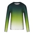 thumbnail image 4 of BLVB Long Sleeve Shirts for Men Trendy Gradient Crew Neck Pullover Tops Casual Plus Size Workout Blouse Tee Green, 4 of 5