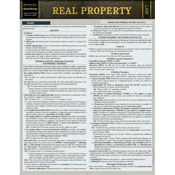 Real Property : a QuickStudy Laminated Law Reference & BAR Exam Study Guide (Edition 2) (Other)