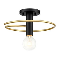 Stella 12 in. 1-Light Matte Black Modern Entryway Semi-Flush Mount with No Bulb Included