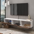 thumbnail image 3 of Atelier Mobili Floating TV Stand, TV Stand up to 75 inch TV, Floating TV Stand Wall Mounted, Floating Entertainment Center, TV Stands for Living Room-Color:Glossy White & Country Oak, 3 of 6