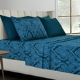 Lux Decor Collection 6Piece Paisley Queen Size Sheet Set Navy Blue