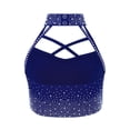 thumbnail image 4 of Zaldita Kids Girls Ballet Dance Crop Tank Top Gymnastics Yoga Sports Top Shiny Rhinestone Shirt for Stage Performance Navy Blue 12, 4 of 5
