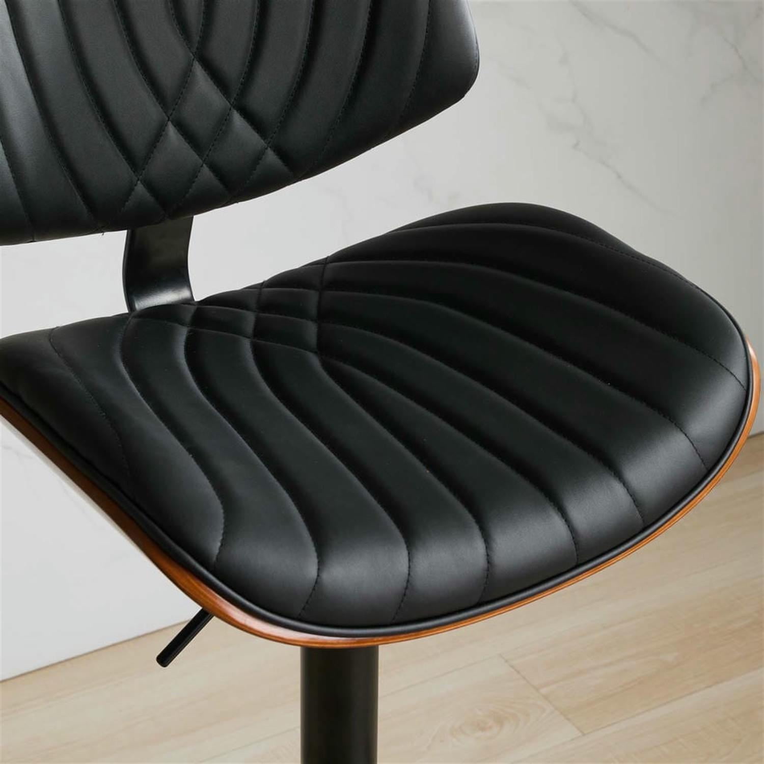 Demi Bonn 46" Adjustable Counter Height Bar Stools, Upholstered Swivel Barstools with Back, Kitchen Island Countertop Chairs for Dining Room, Black