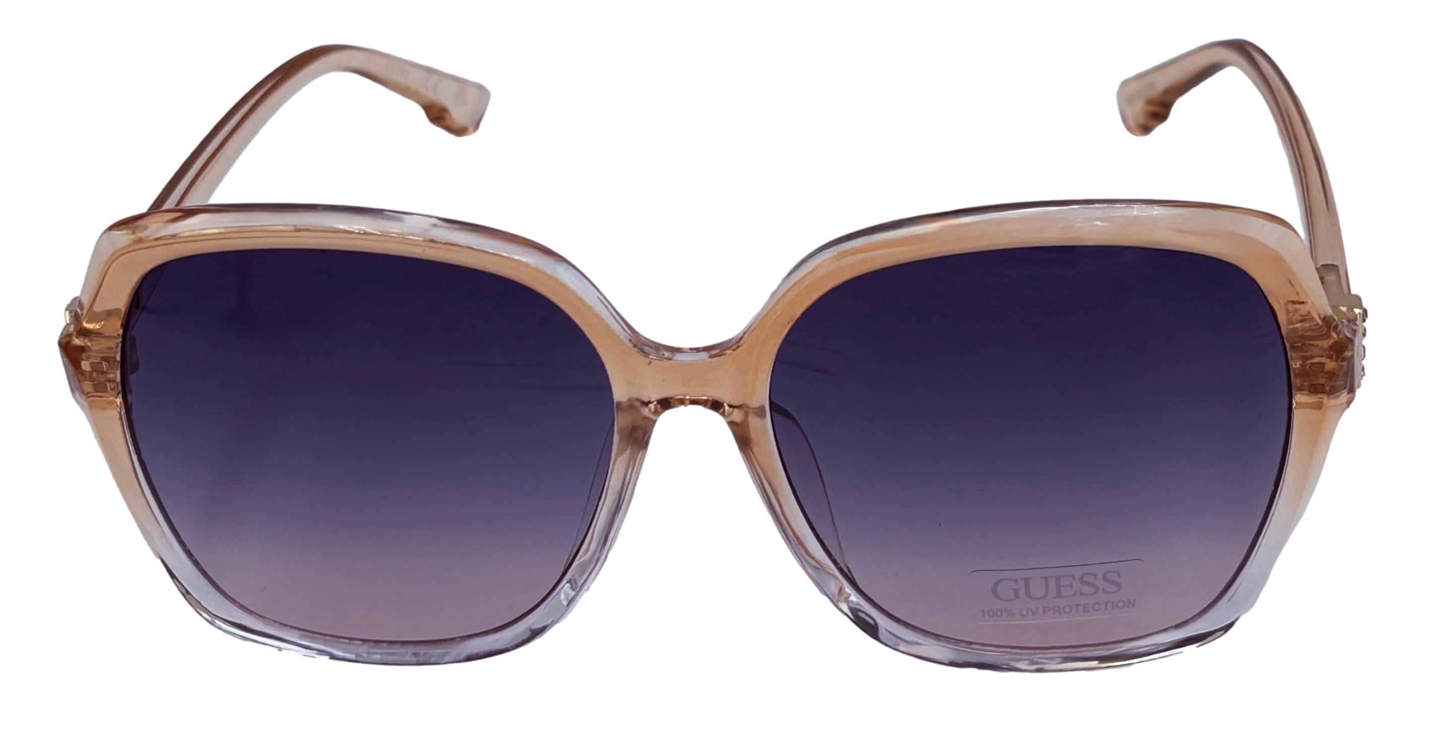 Guess Sunglass Womens Crystal Beige Oversized Square Plastic, GF0425 27W