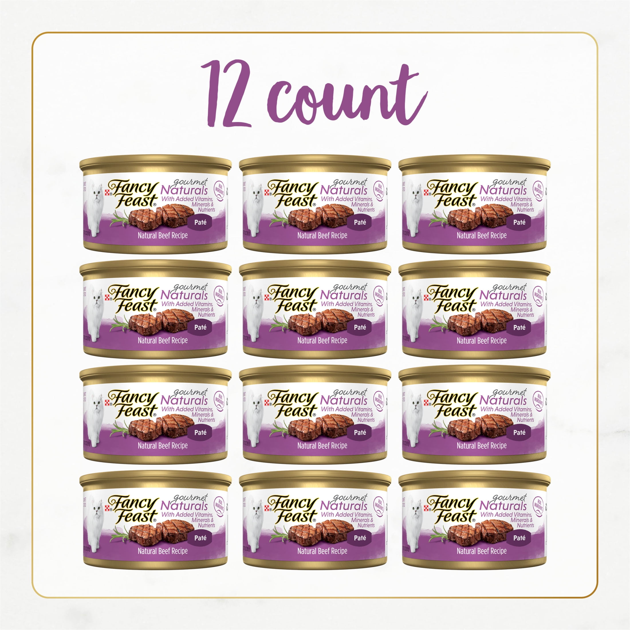 Purina Fancy Feast Gourmet Naturals Kitten Food, Wet Cat Food, Beef Pate, 3 oz Cans, 12 Pack