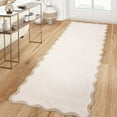 thumbnail image 3 of Garvee 2'x6' Modern Scalloped Runner Rug Washable Rug with Non Slip Backing, Neutral Farmhouse Soft Low Pile Carpet for Hallway Bedroom Home Office, Beige, 3 of 8