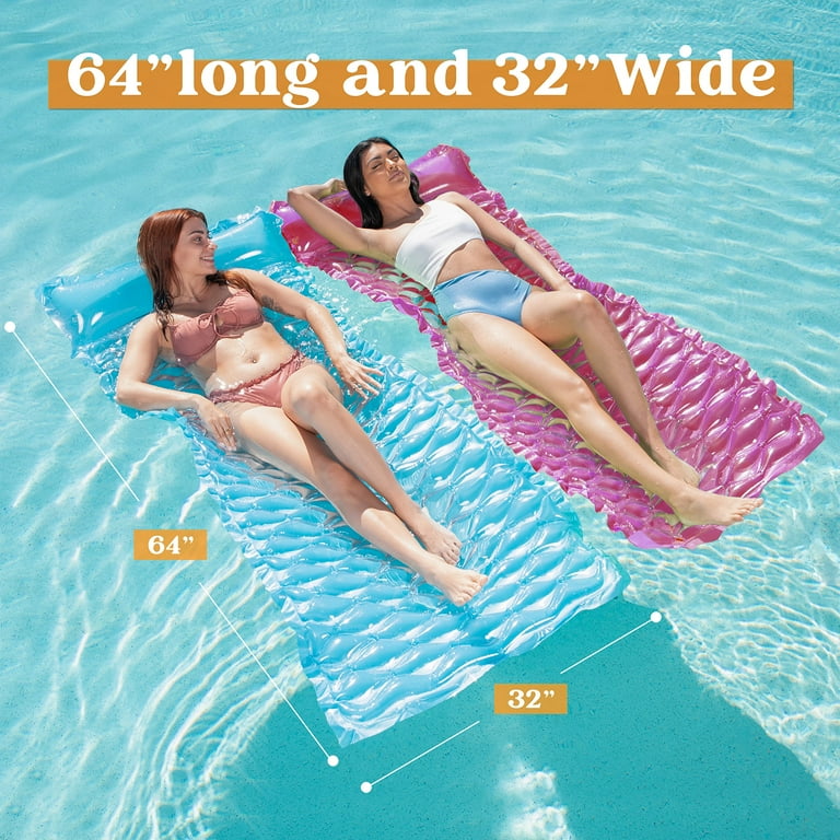 Syncfun 2 Packs Inflatable Floating Mat Swimming Pool Lounge Float Pool Mat  Float Raft Lounge 