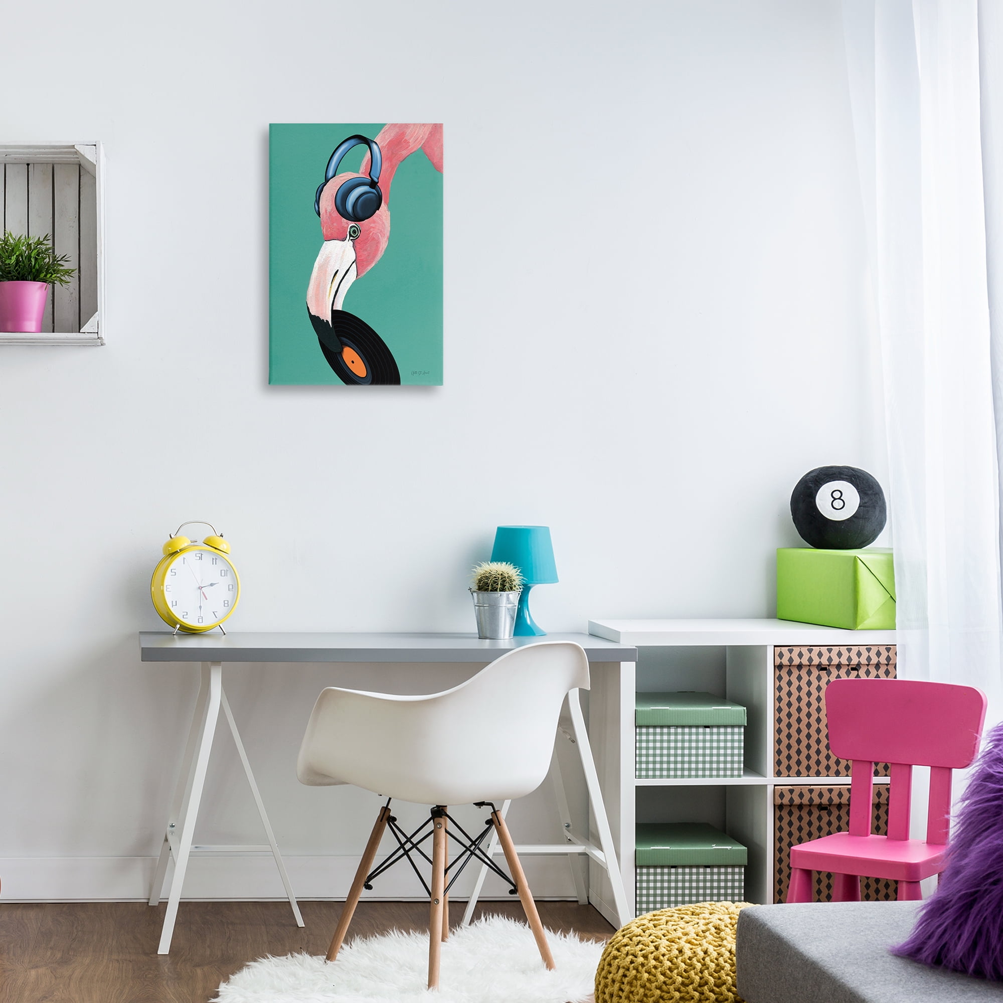 Stupell Industries Fun Musical Flamingo Animals & Insects Painting Gallery Wrapped Canvas Art Print Wall Art, 16 x 24