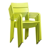 Pemberly Row 34" Aluminum Patio Dining Chair in Green (Set of 6)