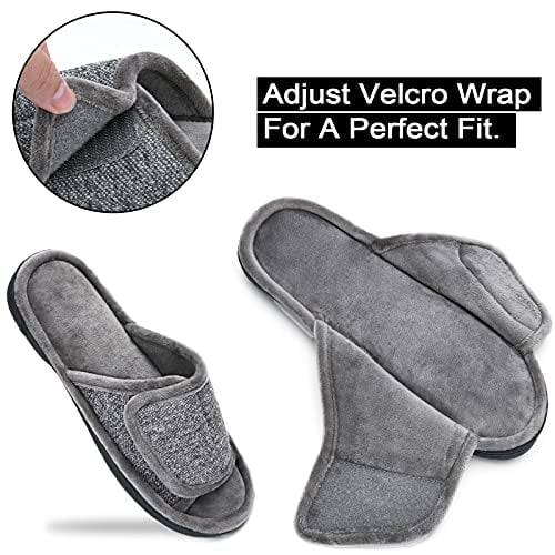 DL Adjustable Mens Slippers Memory Foam Open Toe House Slippers