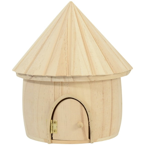 Hytrove Wooden House Shaped Box Khaki For Children Home Organisation 1Pcs