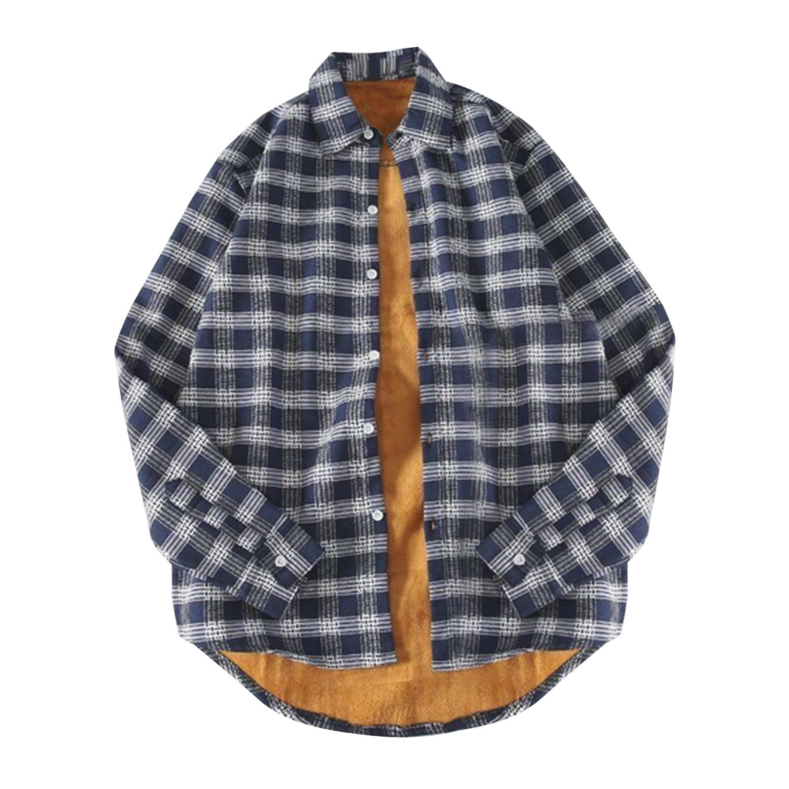 Mens Winter Plaid Jacket Plush Lined Casual Regular Fit Button Down Long Sleeve Flannel Shirt