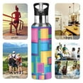 thumbnail image 7 of Yayeee 20oz Insulated Water Bottle Double Wall Stainless Steel with Flip Straw Lid, Colorful Geometric Pattern, 7 of 7