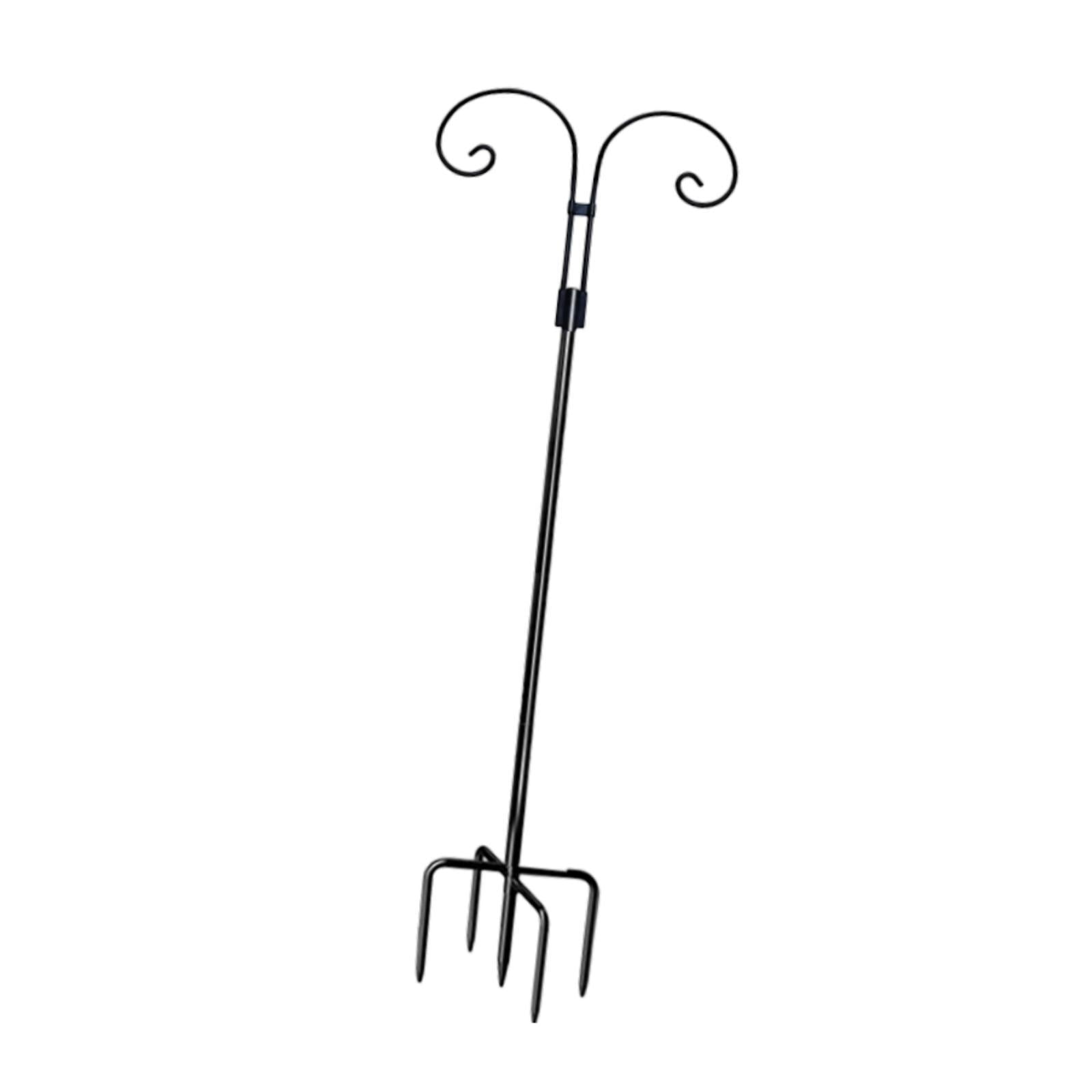 CarpNettore Double Shepherds Hook Bird Feeder Pole Outside Garden Hanging Holder Garden Hook Height 2.4M