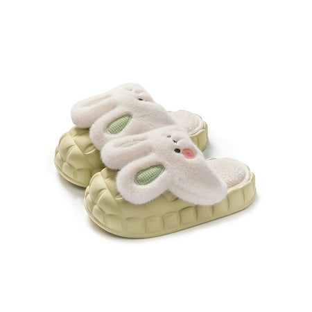

Ritualay Womens Clog Shoe Slip On Winter Slippers Closed Toe Fuzzy Slipper Lightweight Breathable Furry Clogs Bedroom Home Removable Lining House Shoes Green Rabbit 7.5-8