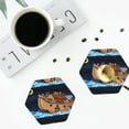 thumbnail image 5 of Disketp Ocean Scene With Noah'S Ark Funny Coasters,6 Pcs Leather Coasters With Holder, Perfect Housewarming Hostess Gifts,Protect Furniture From Water Marks Scratch And Damage, 5 of 9