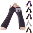 thumbnail image 2 of Femmes Bras Couvre Élastique Protection Pouce Trou Bras Chauffe Hiver Bras Manches, 2 of 10