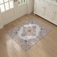 thumbnail image 3 of ODIKA 3'x5' Washable Throw Rug Neutral Pink Ornamental Swirl Pale Border Traditional Beige Vintage for Entryway, Kitchen, Mudroom, Stain Resistant, Low Profile, Non-Slip, 3 of 7