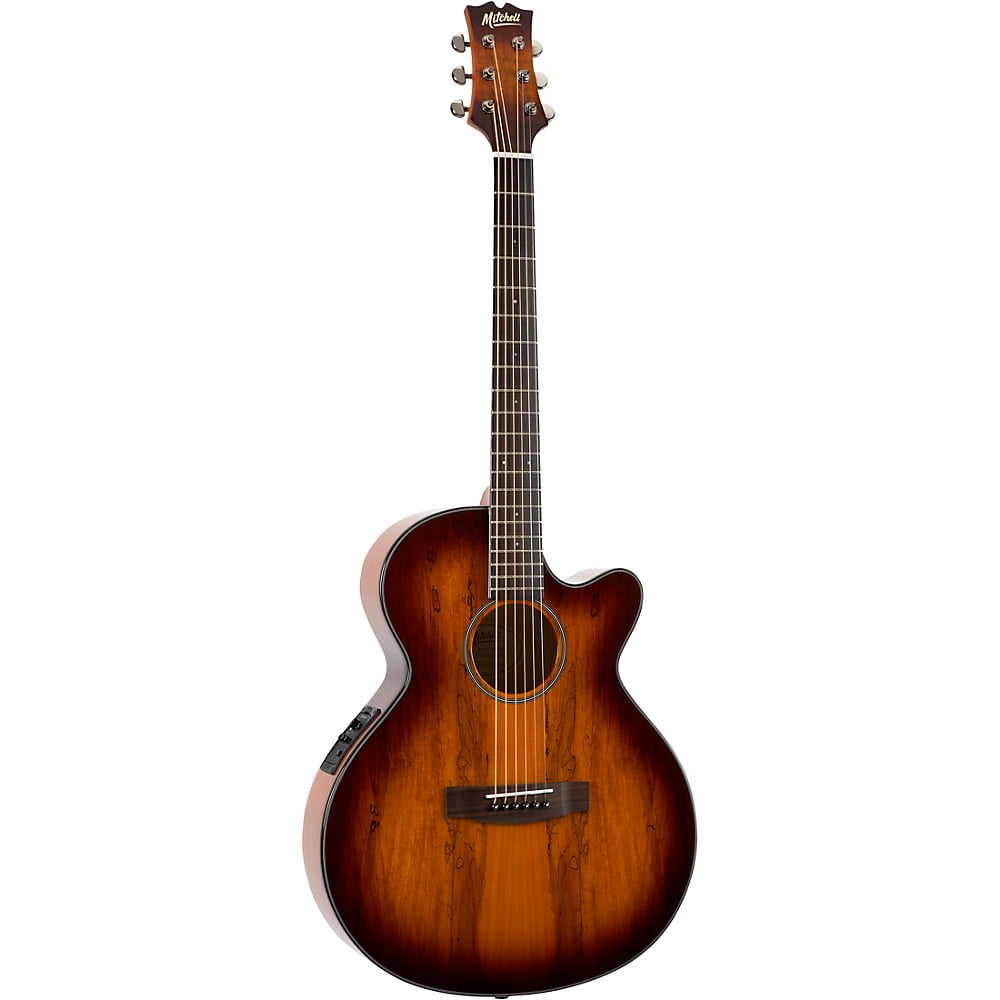 Mitchell MX430 Spalted Maple Acoustic-Electric Guitar - Whiskey Burst