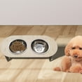thumbnail image 6 of Wood Elevated Puppy Cat Bowl Stand Pet Supplies Removable Bowl Space Saving Versatile Anti Slip Feet Modern Food Bowl Cat Dish Double Bowl, 6 of 8