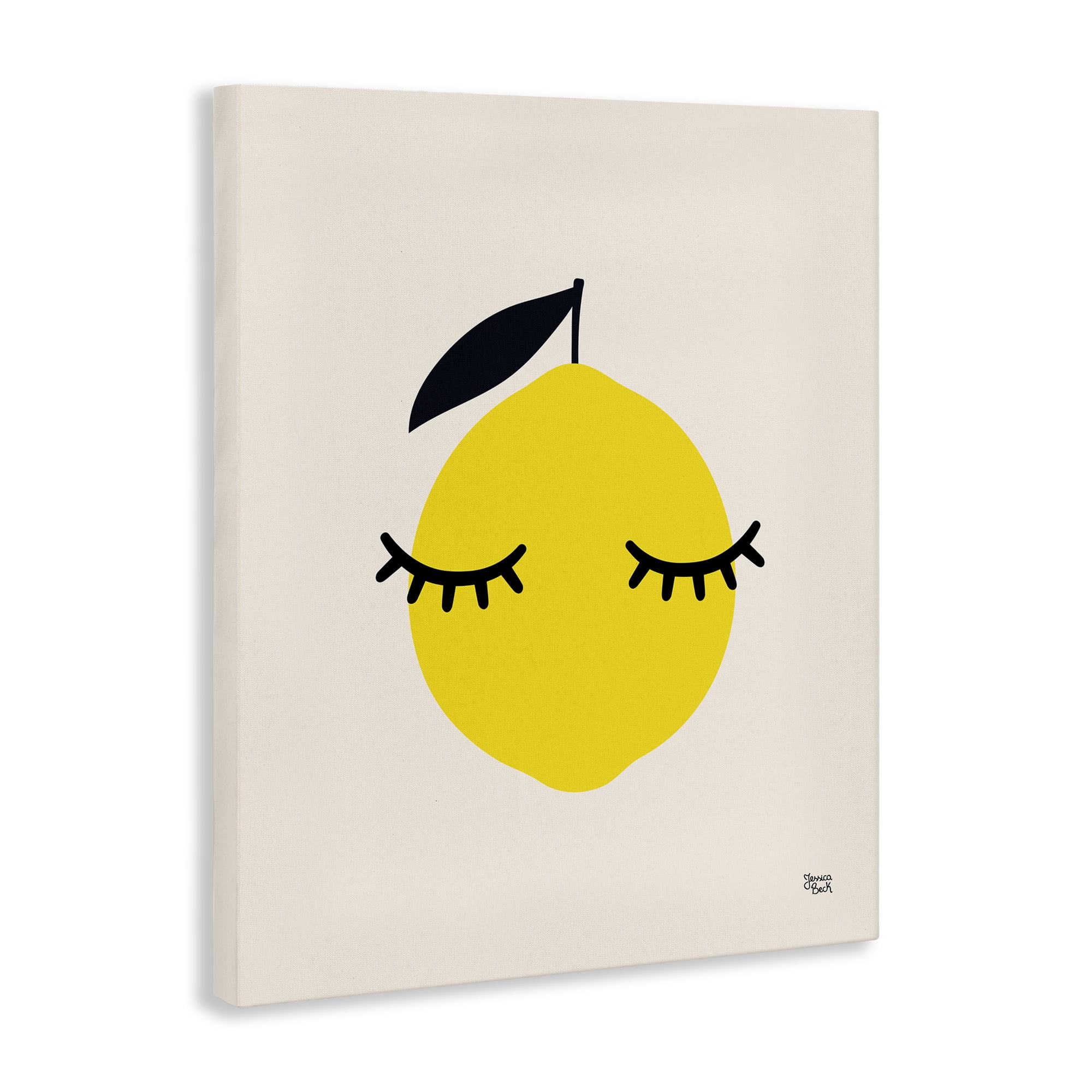 Stupell Industries Lemon with Eyelashes Food & Beverage Painting Wrapped Canvas Art Print Wall Art, 36 x 48