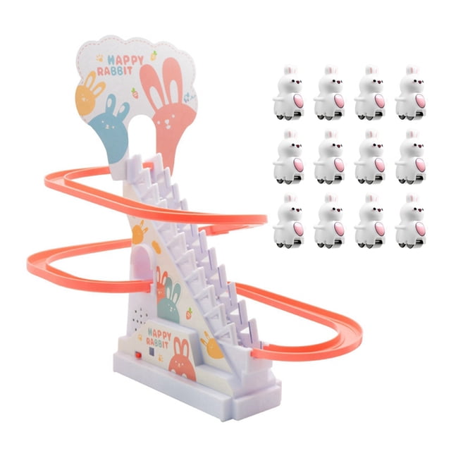 Pista para Subir Escaleras con Forma de Conejo Tobogán Automático Macey Bunny Juguete para Niños con Música