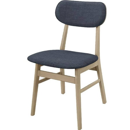 Set Whitewash - Acme Set of 2 Rosetta II Side Chair in Blue Fabric and Whitewash Finish 74682