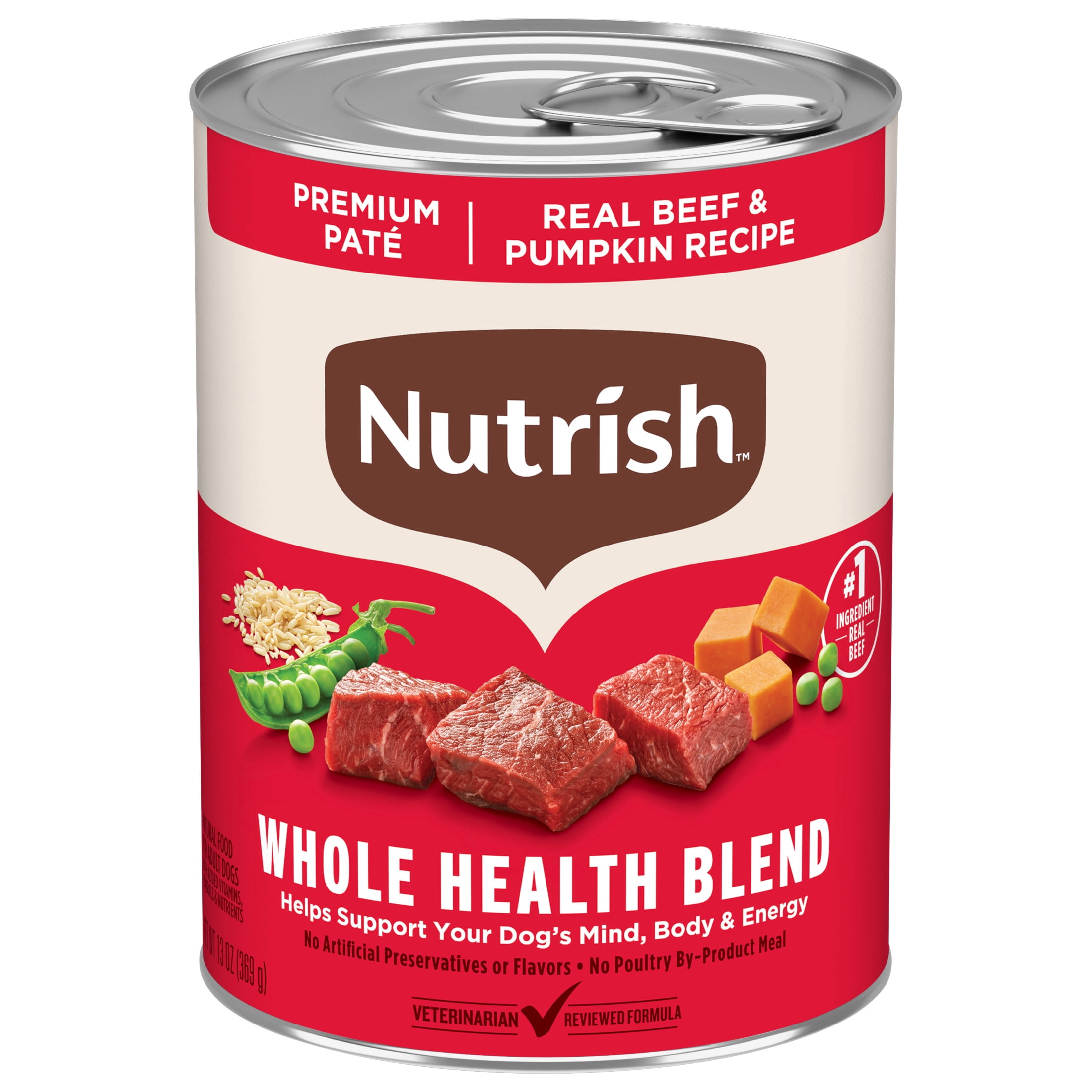 (12 pack) Nutrish Real Beef & Pumpkin Recipe Whole Health Blend Premium Paté Wet Dog Food, 13 oz. Can (Rachael Ray)