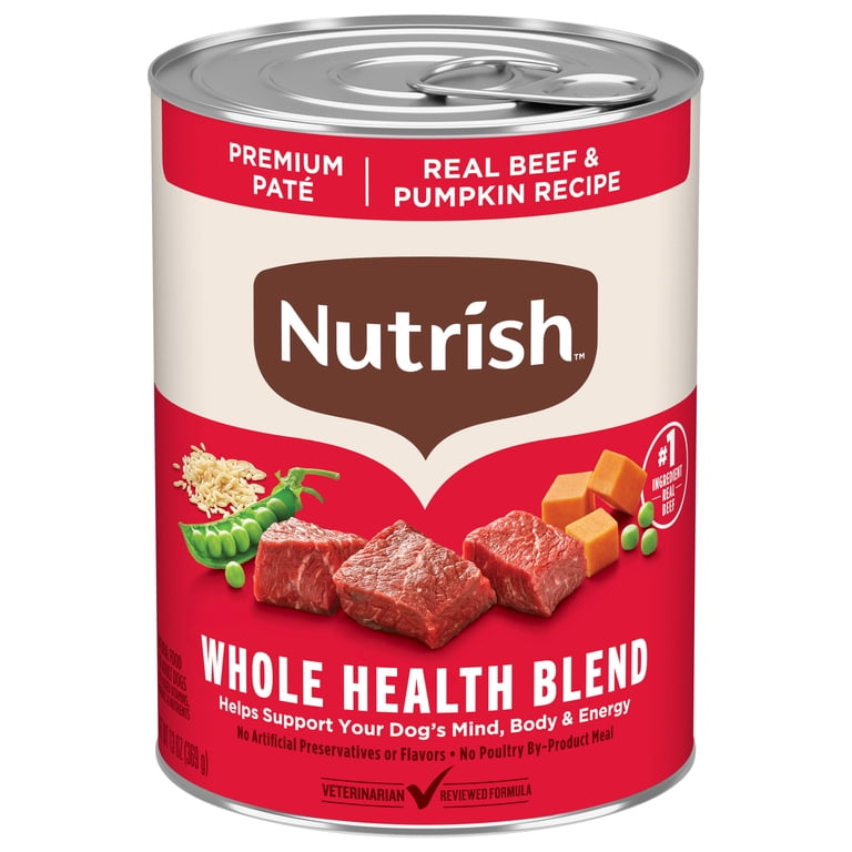 12 pack) Nutrish Real Beef & Pumpkin Recipe Whole Health Blend