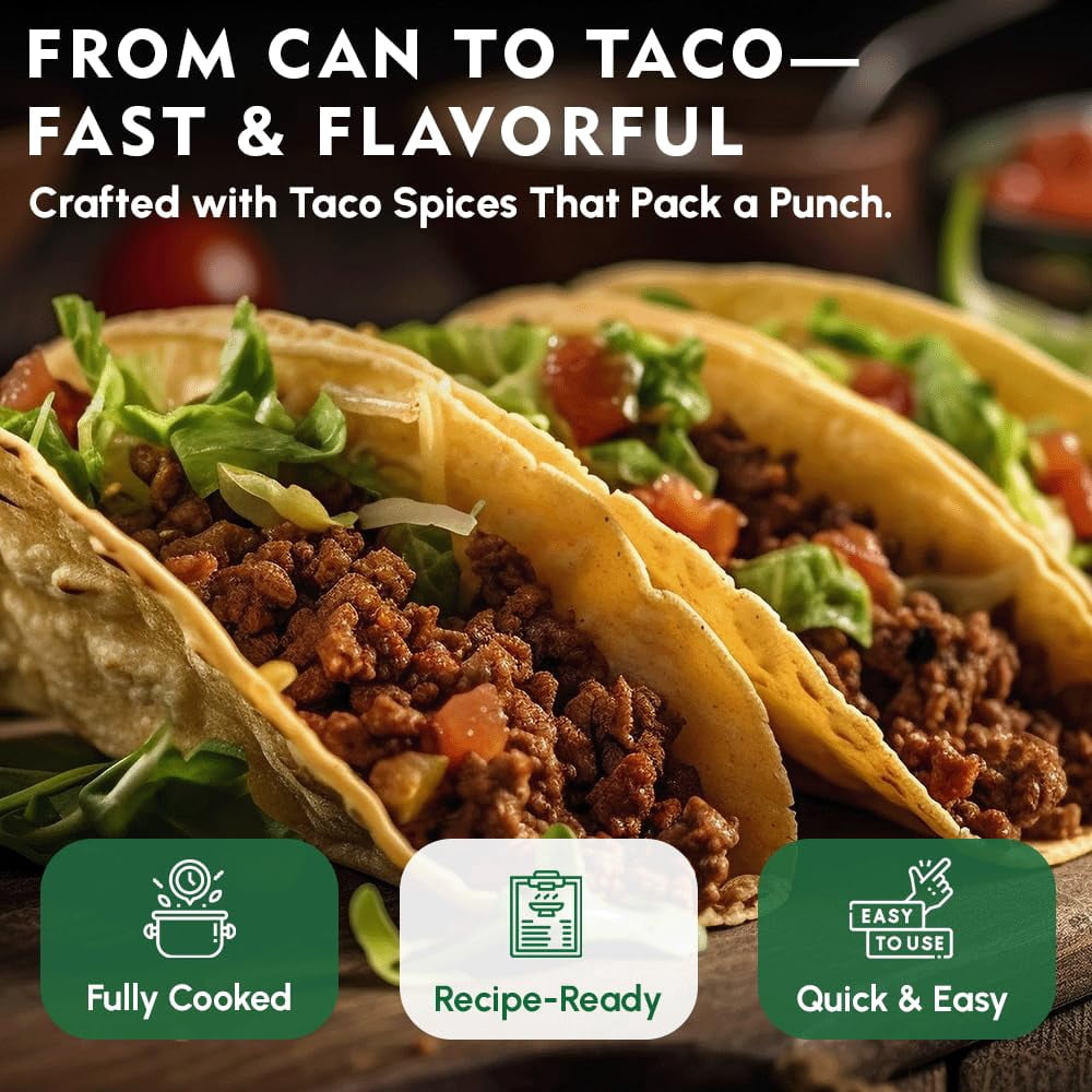 Werling and Sons Taco Beef Filling 14.5 Oz Pack of 6 Fully Cooked Canned Taco Meat Heat and Serve Shelf Stable Emergency Food Supply Survival Camping Prepping Long Shelf Life Made in USA