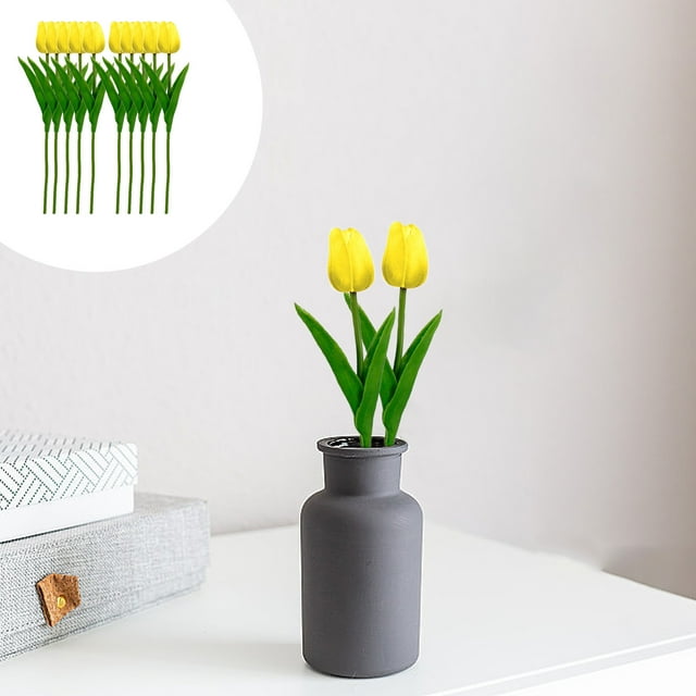 Flores Artificiales de Imitación (10 Unidades, Blanco, Rojo, Amarillo, Rosa y Beige) | Ramo Artificial de Goma Realista | Decoración para Bodas y Fiestas | Arreglo Floral Duradero y Sin Mantenimiento