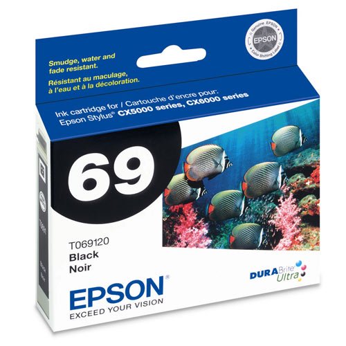 Epson T069 Durabrite Ultra Ink Standard Capacity Black Cartridge T069120 For Select Epson 