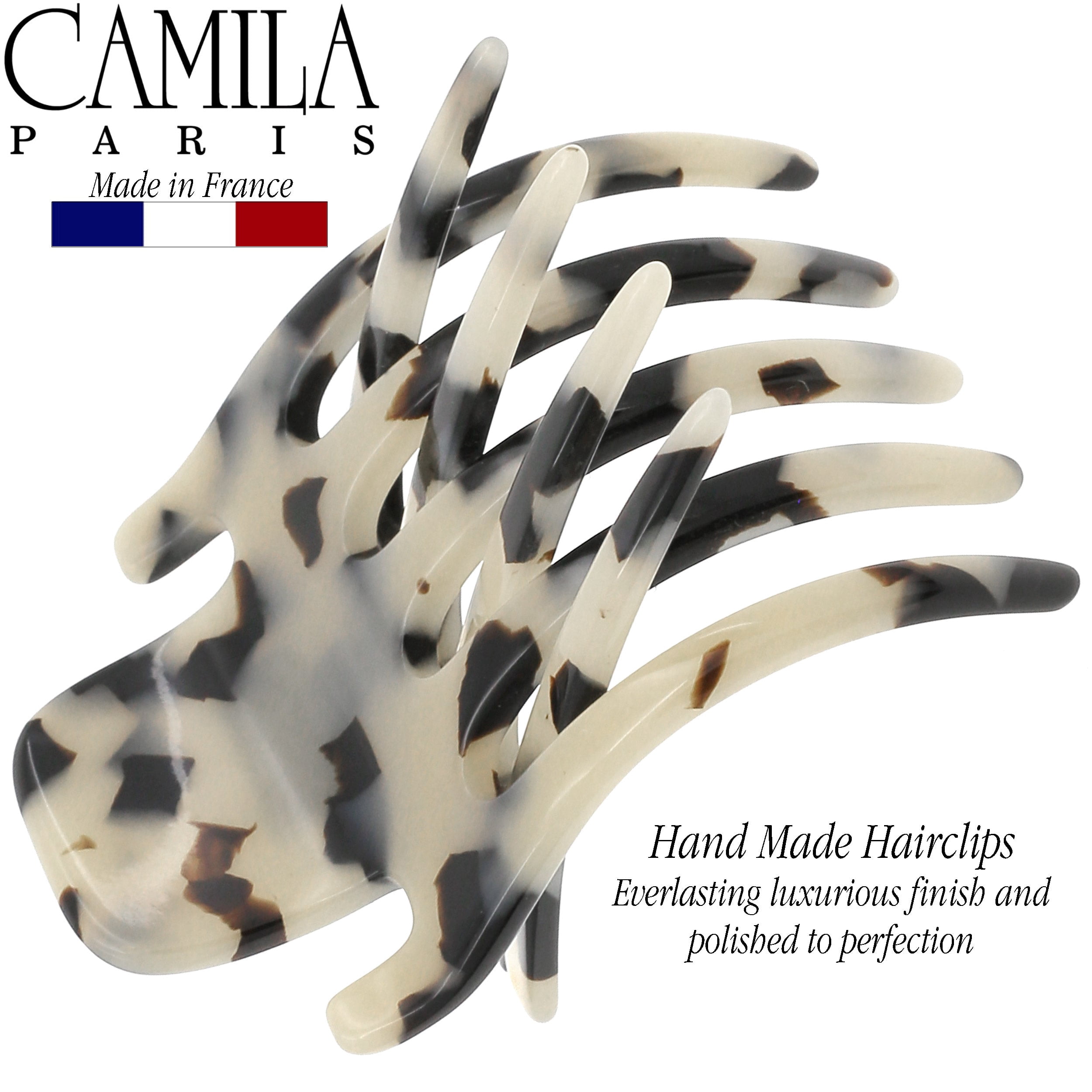 Camila Paris CP3476 French Hair Clip for Women, Hand-Made Hair Side Clips, 2 Inch Girls Hair Claw Clips Jaw Fashion Durable Styling Hair Accessories for Women, Strong Hold No Slip Grip, Made in France