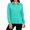 Turquoise, variant on Polo Shirts for Women Cotton Button Collared Golf Long Sleeve Tops With Pocket Front, L