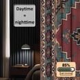 thumbnail image 3 of Aztec Southwest Blackout Curtains for Bedroom/Living Room, Pinch Pleated Black Out Curtains, Red Brown Boho Chic Abstract Geometric Room Darkening Window Drapes with Hooks 2 Panels, 59"x70", 3 of 8