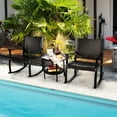 thumbnail image 6 of Gymax 3PCS Rattan Rocking Bistro Set Patio Conversation Set Patio Yard Outdoor, 6 of 10