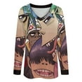 thumbnail image 4 of Gorillaz Womens T Shirts V Neck Long Sleeve Tops Causal Loose Summer T-Shirts 4XL, 4 of 7