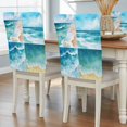 thumbnail image 2 of Summer Ocean Beach Chair Covers Set of 4 Blue Sky Marine Waves Chair Back Covers Stretch Removable Washable Slipcovers Protector for Dining Room Kitchen Party Decor, 2 of 9