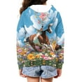 thumbnail image 4 of Uourmeti Galaxy Romantic Flower Horse Teen Girls Hooded Pullover Long Sleeve Soft Comfy with Pockets Casual Loose Top for Travel Size 10-12, 4 of 7