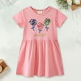 thumbnail image 2 of Baby Girl Dress Kids Baby Girls Summer 3D Flower Embroidered Short Sleeve Casual Dress Baby Dress Watermelon Red 2 Years-3 Years, 2 of 5