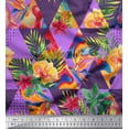 thumbnail image 1 of Soimoi Rayon Fabric Check,Leaves & Tropical Flower Print Fabric by Yard 56 Inch Wide, 1 of 1