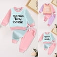 thumbnail image 6 of Towmus Baby Boy Girl Fall Clothes Set Color Block Long Sleeve Letter Print Sweatshirt Pants Toddler Infant Outfits 12 18 24 Months 2T 3T, 6 of 6