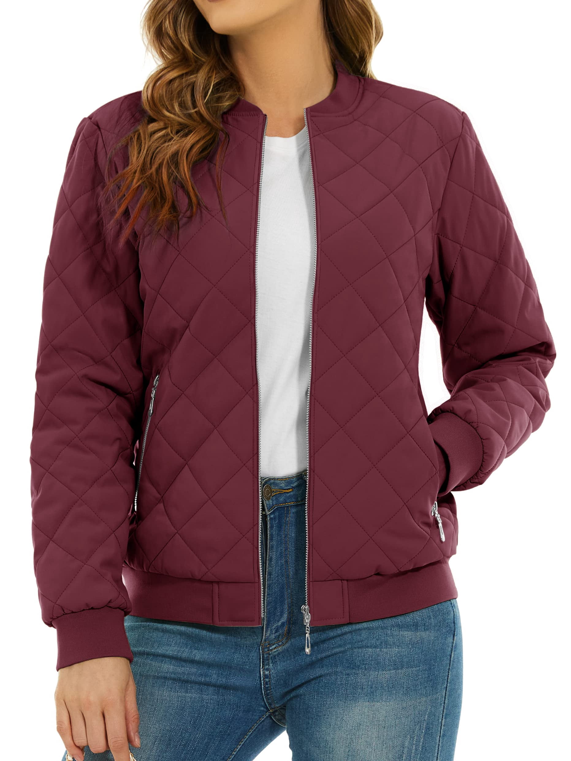 Padded Warm Jackets Womens Classic Retro Pilot bomber Jackets Quilted Coats Zip Up