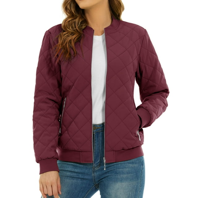 Padded Warm Jackets Womens Classic Retro Pilot bomber Jackets Quilted Coats Zip Up