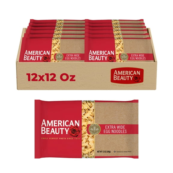 American Beauty Extra Wide Egg Noodle, 12-Pack (12 oz Each) – for Stroganoff, Soups & Casseroles