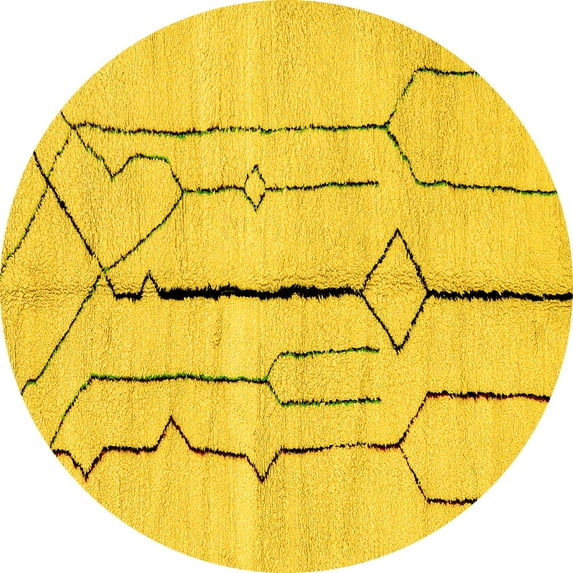 Ahgly Company Indoor Round Solid Yellow Modern Area Rugs, 6' Round