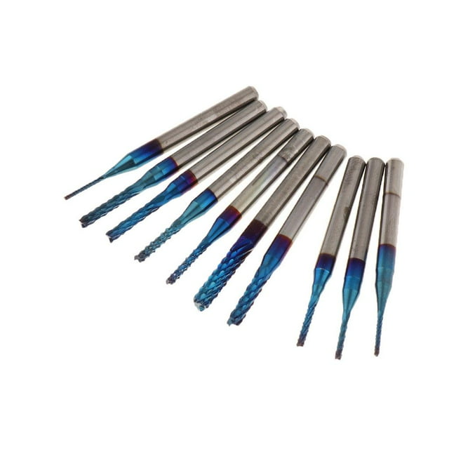 10 unids/set 1/8 pulgadas vástago de acero de tungsteno CNC brocas molino de extremo grabado 0.8-3mm Sharpla Brocas de grabado
