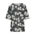 thumbnail image 4 of Blusas para las Mujeres Casual Recortado 3/4 Manga Flores Plantas Impreso Suelto Top, Mujer 3/4 Manga Tops Y Blusas, 4 of 8