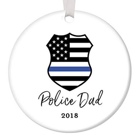Police Dad Christmas Ornament 2019 Tree Decoration Ceramic Present Male Officer Father Daddy Papa from Children Son Daughter 3