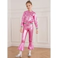 thumbnail image 3 of MSemis Kids Girls Metallic Jazz Hip Hop Disco Jacket Coat with Flared Pants Dress Up Pink 8, 3 of 7